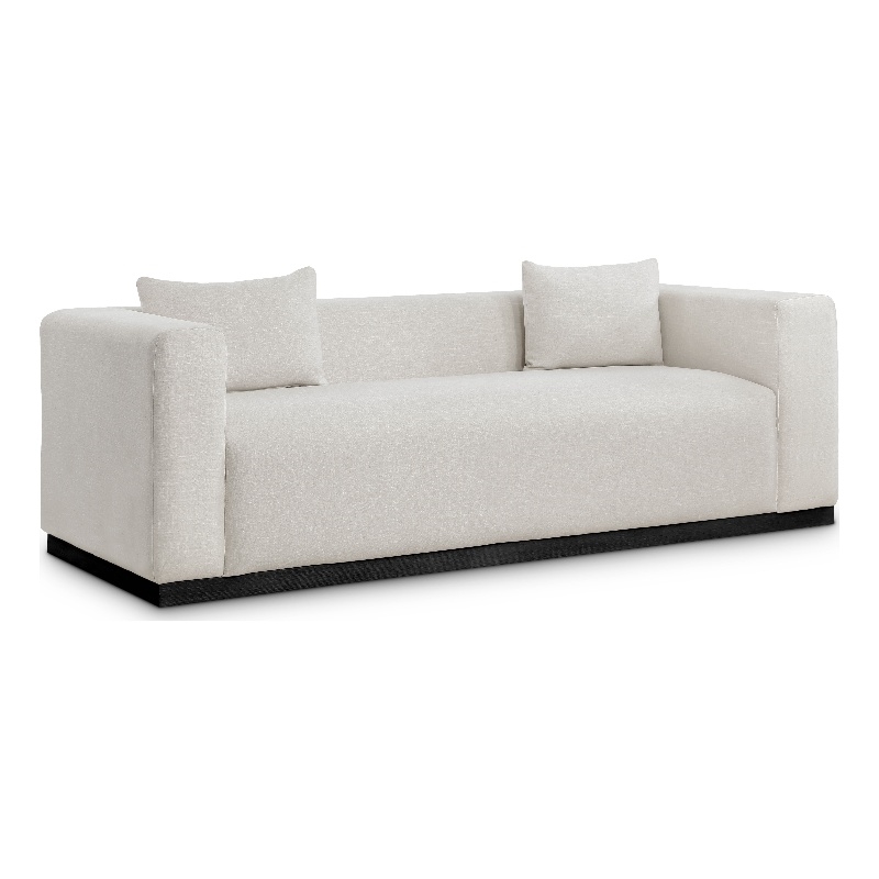 Maklaine Contemporary Beige Finish Linen Textured Fabic Sofa