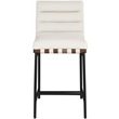 Maklaine Contemporary Soft Cream Vegan Leather Counter Stool