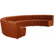 Maklaine Cognac Velvet Upholstered Modular 8 Piece Sectional