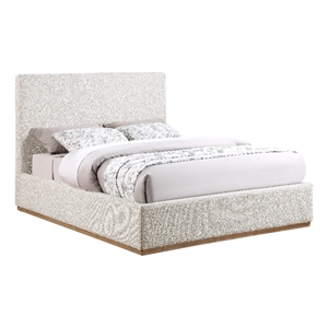 Maklaine Contemporary Soft Rich Cream Finish Fabric Queen Bed