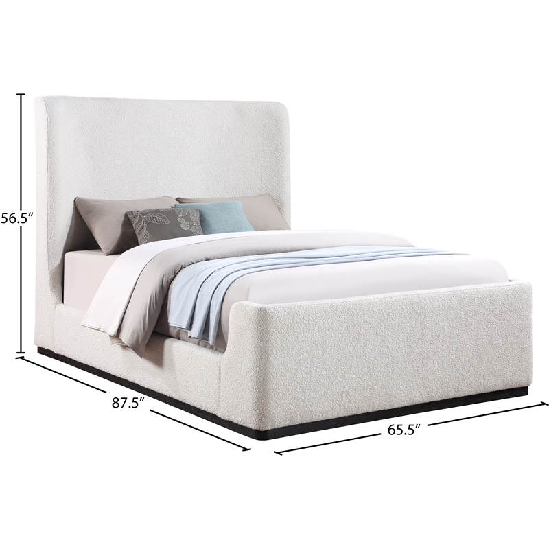 Maklaine Contemporary Soft Rich Cream Finish Fabric Queen Bed