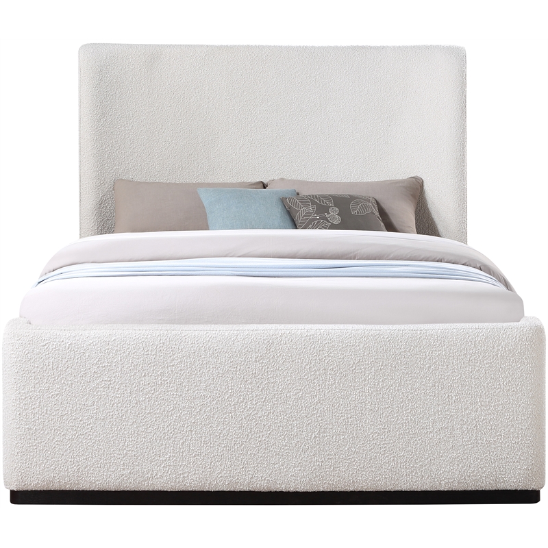 Maklaine Contemporary Soft Rich Cream Finish Fabric Queen Bed