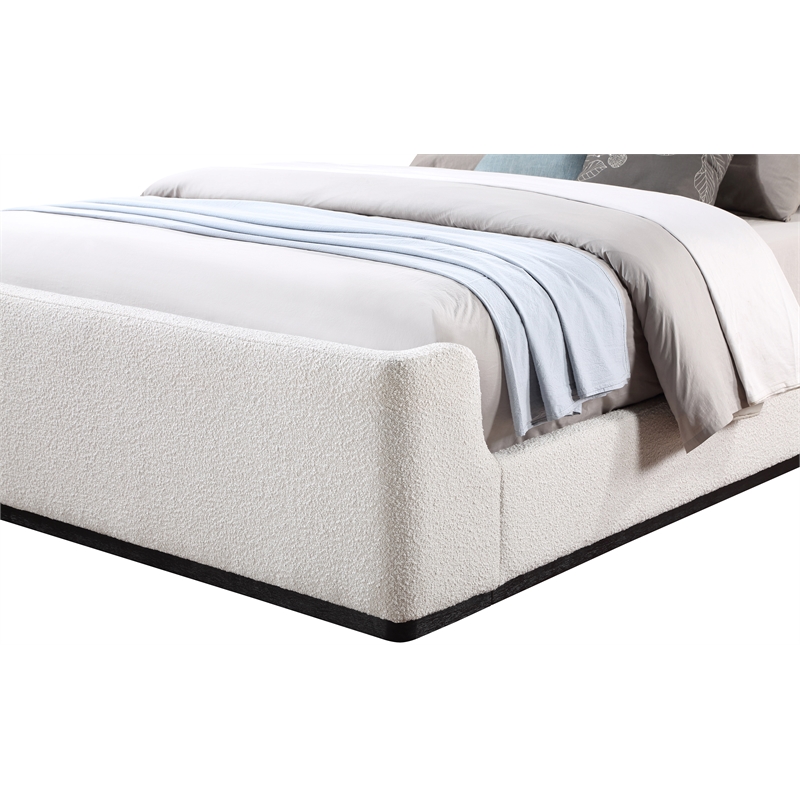 Maklaine Contemporary Soft Rich Cream Finish Fabric Queen Bed