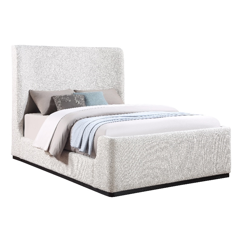 Maklaine Contemporary Soft Rich Cream Finish Fabric Queen Bed