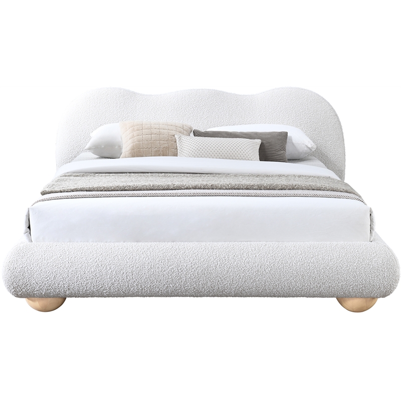 Maklaine Boucle Cream Queen Bed Contemporary 76