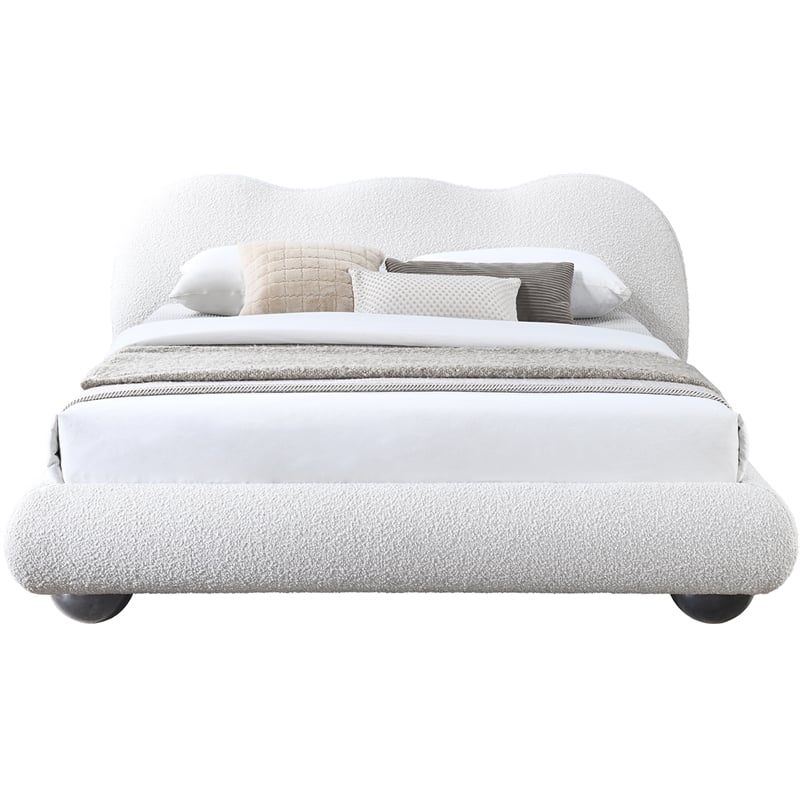 Maklaine Boucle Cream Queen Bed Contemporary 76