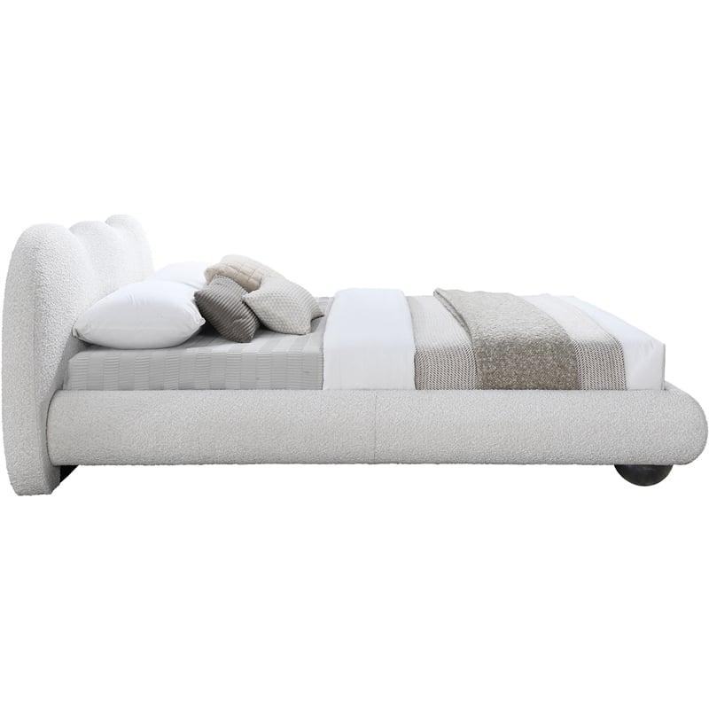 Maklaine Boucle Cream Queen Bed Contemporary 76