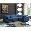 Maklaine Contemporary Velvet Modular Sectional in Navy Finish