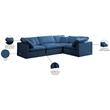 Maklaine Contemporary Velvet Modular Sectional in Navy Finish