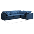 Maklaine Contemporary Velvet Modular Sectional in Navy Finish