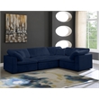 Maklaine Contemporary Velvet Modular Sectional in Navy Finish