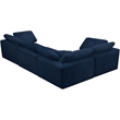 Maklaine Contemporary Velvet Modular Sectional in Navy Finish