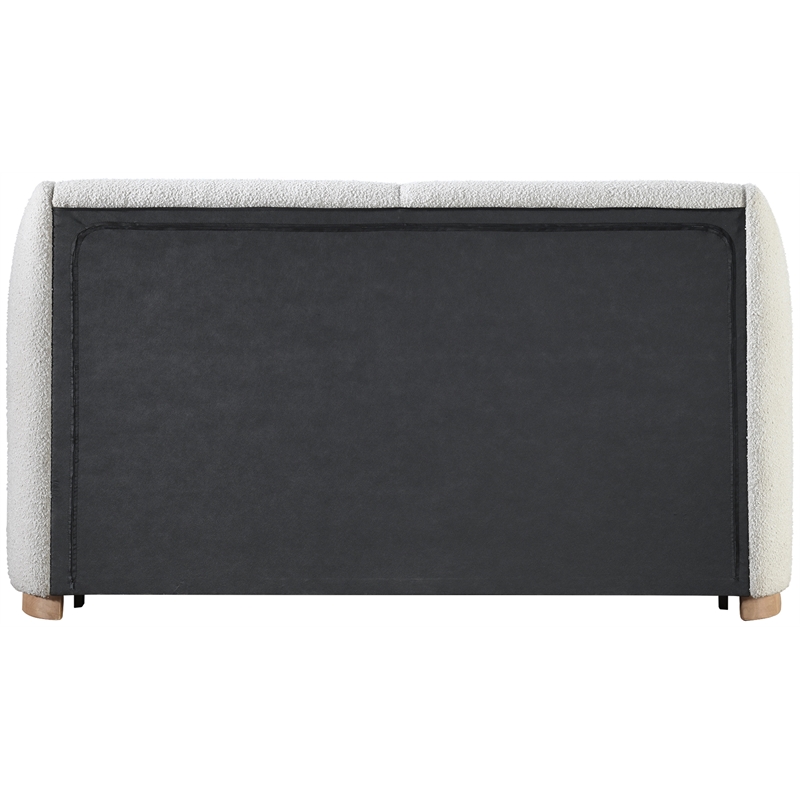 Maklaine Contemporary Rich Cream Finish Boucle Fabric King Bed