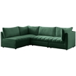 Maklaine Contemporary Velvet Modular Sectional in Green Finish
