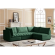 Maklaine Contemporary Velvet Modular Sectional in Green Finish