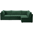 Maklaine Contemporary Velvet Modular Sectional in Green Finish