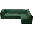 Maklaine Contemporary Velvet Modular Sectional in Green Finish