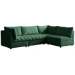 Maklaine Contemporary Velvet Modular Sectional in Green Finish