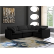 Maklaine Contemporary Velvet Modular Sectional in Black Finish