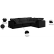 Maklaine Contemporary Velvet Modular Sectional in Black Finish