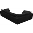 Maklaine Contemporary Velvet Modular Sectional in Black Finish