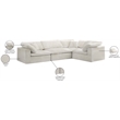 Maklaine Contemporary Velvet Modular Sectional in Cream Finish
