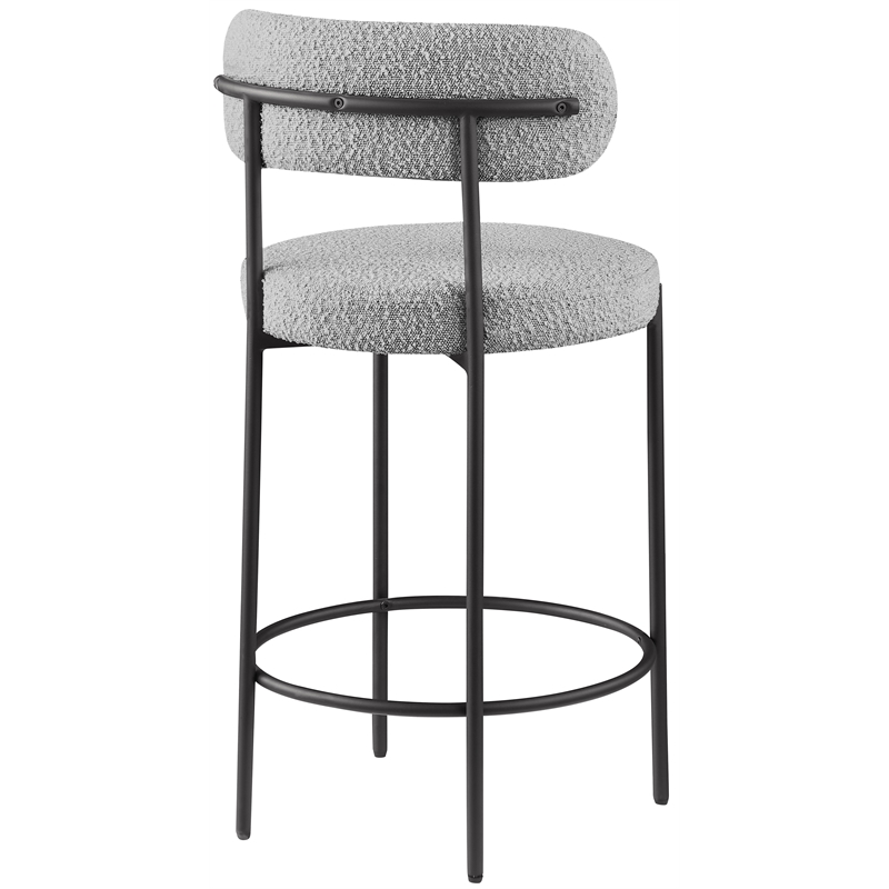 Maklaine Contemporary Rich Gray Boucle Fabric Stool (Set of 2)