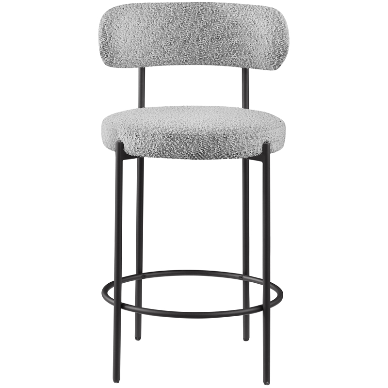 Maklaine Contemporary Rich Gray Boucle Fabric Stool (Set of 2)