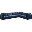 Maklaine Contemporary Soft Navy Finish Velvet Modular Sectional