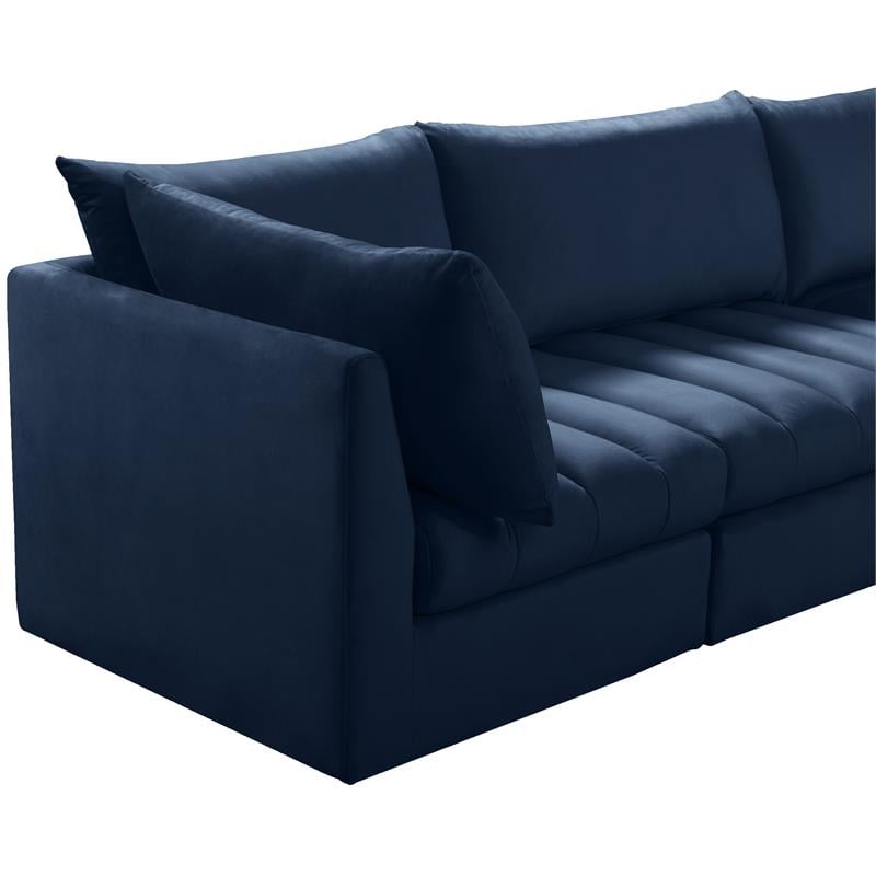Maklaine Contemporary Soft Navy Finish Velvet Modular Sectional