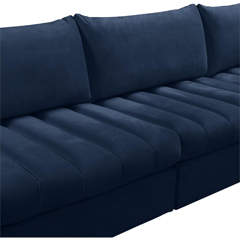 Maklaine Contemporary Soft Navy Finish Velvet Modular Sectional
