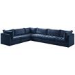 Maklaine Contemporary Soft Navy Finish Velvet Modular Sectional