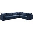 Maklaine Contemporary Soft Navy Finish Velvet Modular Sectional