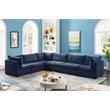 Maklaine Contemporary Soft Navy Finish Velvet Modular Sectional