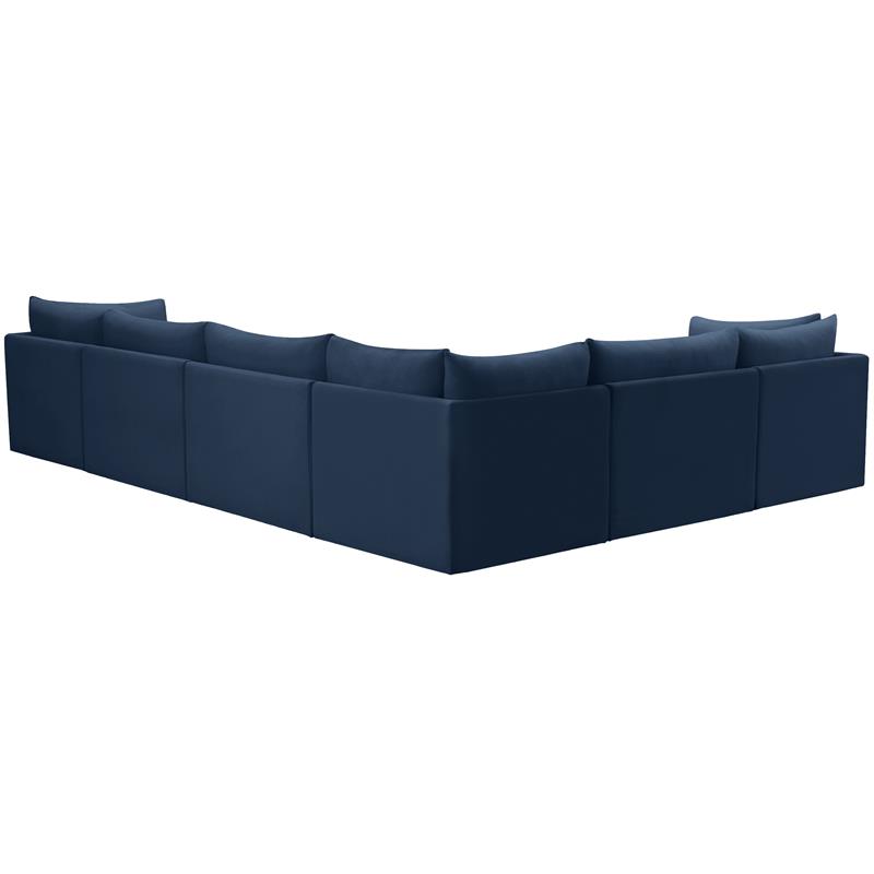 Maklaine Contemporary Soft Navy Finish Velvet Modular Sectional