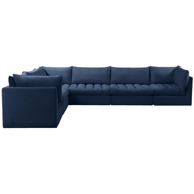 Maklaine Contemporary Soft Navy Finish Velvet Modular Sectional