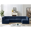 Maklaine Contemporary Soft Navy Finish Velvet Modular Sectional