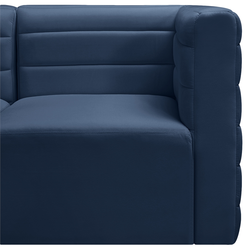 Maklaine Contemporary Soft Navy Finish Velvet Modular Sectional