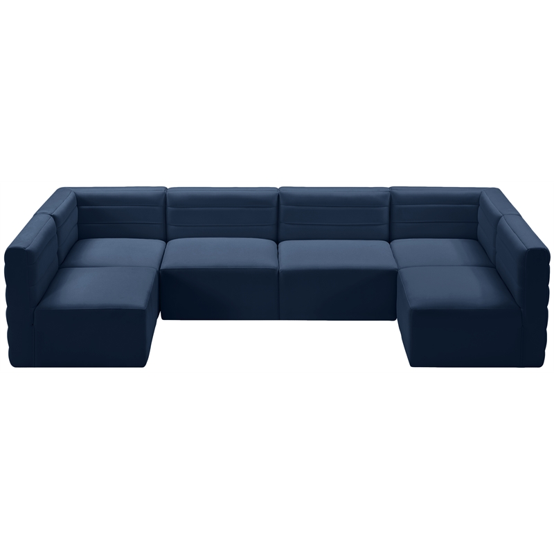 Maklaine Contemporary Soft Navy Finish Velvet Modular Sectional
