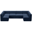 Maklaine Contemporary Soft Navy Finish Velvet Modular Sectional