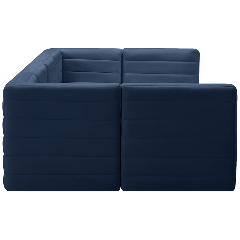Maklaine Contemporary Soft Navy Finish Velvet Modular Sectional