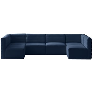 Maklaine Contemporary Soft Navy Finish Velvet Modular Sectional