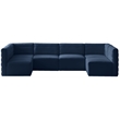 Maklaine Contemporary Soft Navy Finish Velvet Modular Sectional