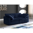 Maklaine Contemporary Soft Navy Velvet Modular 2 Piece Loveseat