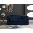 Maklaine Contemporary Soft Navy Velvet Modular 2 Piece Loveseat