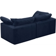 Maklaine Contemporary Soft Navy Velvet Modular 2 Piece Loveseat
