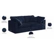 Maklaine Contemporary Soft Navy Velvet Modular 2 Piece Loveseat