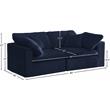 Maklaine Contemporary Soft Navy Velvet Modular 2 Piece Loveseat