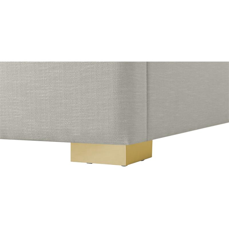 Maklaine Contemporary Rich Beige Linen Textured Fabric King Bed