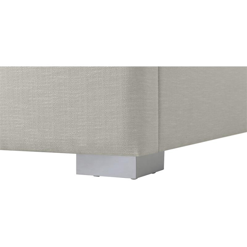 Maklaine Contemporary Rich Beige Linen Textured Fabric King Bed